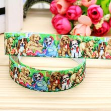 7/8'' Free shipping dog printed grosgrain ribbon hair bow headwear party decoration wholesale OEM 22mm H4602 2024 - buy cheap
