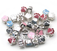 Free shipping 20pcs/lot 10x10mm bear's-paw  big hole mix color oil drip metal loose beads fit European bracelet jewelry DIY 2024 - buy cheap