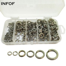 Inff 280 piezas pesca giratorios anillo partido Kit 14mm-5mm acero inoxidable de alta resistencia doble anillos señuelo gancho conector pesca 2024 - compra barato