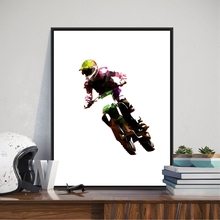 Pôster de corrida de motocross, pintura de tela abstrata de motocicleta, ilustração, quarto de meninos, arte de parede, decoração de imagem 2024 - compre barato