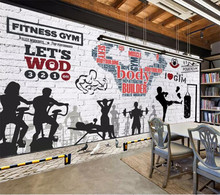 Papel de parede com pintura personalizada 3d, mural de academia, tijolo, exercício fitness, clube, imagem, fundo de parede, papel de parede decorativo 2024 - compre barato