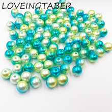 (Choose Size First) 6mm/8mm/10mm/12mm Green / Blue Acrylic Imitation Pearl Beads For DIY Kids Jewelry Making 2024 - buy cheap