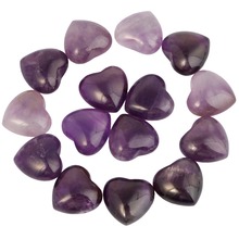 TUMBEELLUWA 1Lot (10Pc) Purple Quartz Crystal Heart Palm Stone Worry Stone Healing Reiki Balancing 0.5 inches 2024 - buy cheap