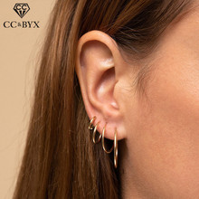 CC-pendientes de aro de acero inoxidable para mujer, joyería de moda, círculo liso, accesorios de fiesta, envío gratis, CDER010 2024 - compra barato