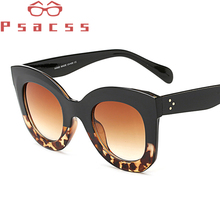 Psacss-gafas De sol estilo ojo De gato para mujer, anteojos De sol femeninos De diseño De marca, De gran tamaño, Retro, con espejo, UV400 2024 - compra barato