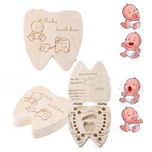 Caja de madera de dientes para bebé, organizador en español/inglés/holandés/ruso/francés/italiano para dientes de leche, almacenamiento de recuerdos para bebés y niños 2024 - compra barato