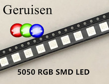 Ультра яркий SMD LED 5050, RGB led 5050 Красный Синий Зеленый SMT SMD PLCC-6 светодиоды 2000 шт 2024 - купить недорого