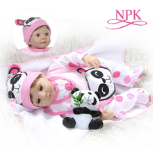 NPK 55CM soft stuffed body 1/4 silicone limbs reborn baby doll eyes blink sweet girl baby Birthday Gift 2024 - buy cheap