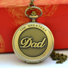 1010  DAD vintage shading pocket watch English digital Dad flip pocket watch bronze pocket watch 2024 - buy cheap