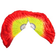 100% Silk Belly Dance Fans 1pc Left Hand+1pc Right Hand Yellow+Red Colors Dancing Accessories Silk Short Fans Can Be Customized 2024 - buy cheap