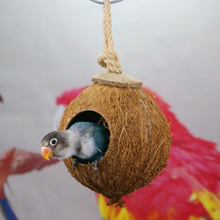 Игрушечное гнездо для попугаев, 1 шт., натуральная Кокосовая Скорлупа, кормушка, хомяк, удобная подвесная кровать, игрушки, аксессуары для птичьей клетки 2024 - купить недорого