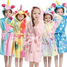Camisola de unicórnio e capuz, pijama para meninos e meninas, roupas de banho para crianças 2024 - compre barato