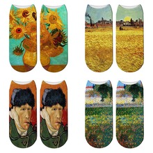 Calcetines con estampado 3D de pintura al óleo de Van Gogh para mujer, medias de algodón con girasoles, noche estrellada, Arte con personalidad, pintura de fama mundial, novedad 2024 - compra barato