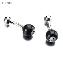 Gemelos de billar Lepton para hombre, Bola negra redonda, diseño de 8, puños de camisa, gran oferta 2024 - compra barato