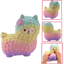 12CM New Original Jumbo Kawaii Cute Rainbow Alpaca Sheep Squishy Phone Strap Slow Rising Bread Cake Animal Kids Toys Gift Fun 2024 - buy cheap