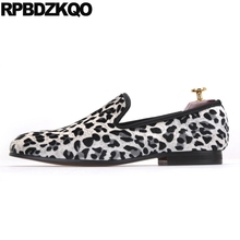 47 European Big Size Runway Party Popular Velvet 46 Men Shoes Italy Brand Loafers Leopard Print Slip On Smoking Slippers Prom 2024 - buy cheap