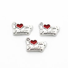 Dijes de cristal de plata con forma de corazón para mujer, abalorios flotantes de "i love my family", medallones de memoria de vidrio vivo, joyería artesanal, 10 unids/lote, novedad 2024 - compra barato