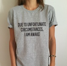 Skuggnas-Camiseta con estampado de "i am awake" para mujer, Camisa divertida de algodón Casual Hipster, color gris 2024 - compra barato