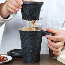 Taza de cerámica japonesa para oficina, tazón con tapa de gran capacidad, con filtro de cerámica, delineador de taza, botella Simple para agua, café, taza de viaje 2024 - compra barato