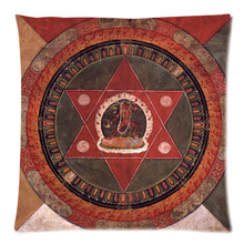 Mandala y Tíbet Thangka patrón de fondo dos lados impreso funda de almohada y funda de cojín de lino de algodón 17,7 "X 17,7 "(45X45 CM) 2024 - compra barato