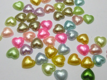 Cuentas de media perla con forma de corazón para álbum de recortes, de Color mezclado, 10x10mm, para manualidades, 200 2024 - compra barato
