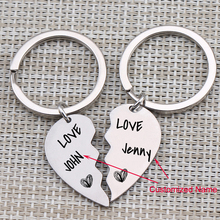 A Pair Broken Heart For Couple Husband Wife Personalized Name Keychain Lover Gift Key Ring Bag Charm Love You Proposed Gifts 2024 - buy cheap