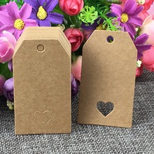 200PCS/Lot Kraft Cardboard Hang Price Tags 7*4cm Cut Corner With Heart Hole Blank Head Card Luggage Label DIY Accept Custom Logo 2024 - buy cheap