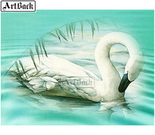 Full square drill white swan diy 5d diamond painting kit diamond mosaic swan 3D diamond embroidery rhinestone home decoration 2024 - buy cheap