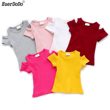 Summer Girls T Shirt Strapless Tops For Kids Colored Children T-shirts Baby Blouse Toddler Tees Clothing 2024 - buy cheap