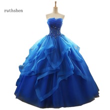 ruthshen Luxury Ruffly Quinceanera Dresses 2020 Blue Debutante Gowns Beads Appliques Sweet 16 Dresses For Masquerade Prom Party 2024 - buy cheap