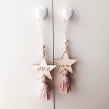 Nordic Style Cute Star Shape Wooden Beads Tassel Pendant Kids Room Decoration Wall Hanging Ornament for Photography 2024 - buy cheap