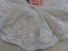 5 Yards White Tulle Lace Trim Embroidery Fabric With Floral For Wedding Dress, Bridal Veils Supplies 2024 - buy cheap