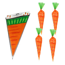 20pcs Easter Carrot Candy Bag Easter Bunny Rabbit Gift Bag Candy Cones Transprant Plastic Bag Kids Birthday Party Decoration 2024 - buy cheap