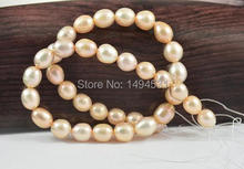 Wholesale Pearl Jewelry, Large Charm Luster Rice Pink Freshwater Pearl Gem Full One Strand 10-11mm 15 Inches -  Free Shipping 2024 - buy cheap