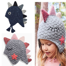 Sombrero de algodón tejido para recién nacido, gorro de dinosaurio para niño y niña, bonete fotográfico cálido de estilo Animal 2024 - compra barato