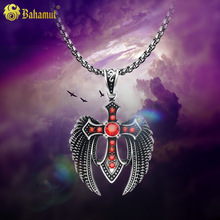 2019 Gothic Angel Necklaces Wings Cross Pendant for Women Men Quality Stainless Steel Red Crystal Necklace Charm Jewelry Fashion 2024 - buy cheap