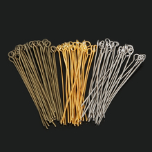 Wholesale 220pcs/lot 45mm Making Jewelry DIY Finding Silver Gold Brown Pleated Eye Pins Needles For European Bracelet Necklace 2024 - buy cheap