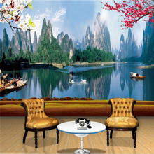 Beibehang sala quarto Papel De Parede personalizado mural estilo Chinês plum blossom barco decoração pintura de paisagem Papel De Parede 2024 - compre barato