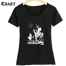 Pablo Picasso painting Don Quixote de la Mancha the Windmill Couple Clothes Girl Woman Summer Short-Sleeve T-Shirts ZIIART 2024 - buy cheap