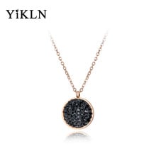 YiKLN Luxury Stainless Steel Wedding Necklace Jewelry Classic Pave Setting Rhinestone Circle Chokers Necklace For Women YN18050 2024 - buy cheap