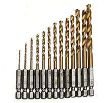 13pcs/lot Twist Drill Bit HSS Titanium Coated Drill Bit Set 1/4 Hex Shank 1.5-6.5mm,quick Change Metal drilling Tool Woodworking 2024 - buy cheap