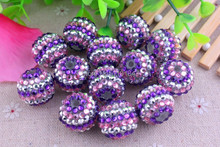 Kwoi vita Newest 20mm 100pcs/lot purple/pink/silver color Chunky Resin Rhinestone Beads Ball for Kids Girls  Jewelry Making 2024 - buy cheap