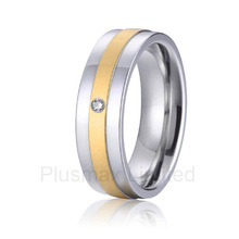 2016 anel masculino ouro presente clássico pure titanium anéis da faixa do casamento cor de ouro inlay para namorada 2024 - compre barato