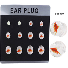 TIANCIFBYJS One Card 12pcs 5 Cards Liquid Acrylic Double Flared Saddle Ear Gauges Plug Earrings Expander Stretcher Body Piercing 2024 - buy cheap