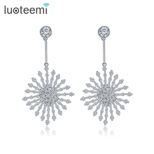 LUOTEEMI 2022 New Luxury Geometric Drop Earrings for Female High Quality Cubic Zirconia Jewelry Wedding Accessory for Bridal 2024 - buy cheap