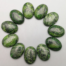 Piedra natural de moda cuentas de ónix verde para la joyería 12 unids/lote encanto 18 MM x 25 MM cabujón oval de la cabina anillo collar de accesorios de bricolaje 2024 - compra barato