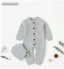 Macacão infantil de malha com chapéu, roupas para bebês recém-nascidos, macacão para meninos e meninas 2024 - compre barato