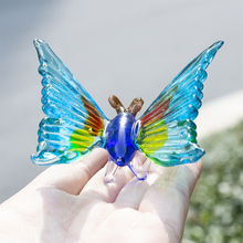 H & D-escultura de polilla de cristal colorida hecha a mano, figurita de Arte de estilo Murano soplado en cristal, lindos animales, regalos coleccionables, Decoración de mesa del hogar 2024 - compra barato
