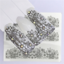 WUF-diseños de encaje de flores negras para decoración de uñas, herramienta de manicura elegante, 25 diseños 2024 - compra barato