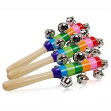 Детская игрушка музыкальный инструмент детская развивающая мультяшная деревянная погремушка детская деревянная ручка погремушка-колокольчик 2024 - купить недорого